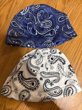 White and Blue parsley skull caps